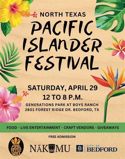 Pacific islander festival bedford tx  The event, free to the public, takes place from noon to 8 p